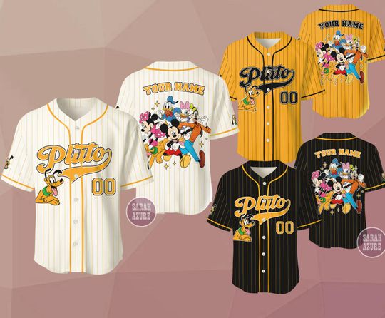 Discover Custom Pluto and Friends Baseball Jersey, Matching Group Jersey Shirt, Cartoon Baseball Team, Disney Birthday Shirt