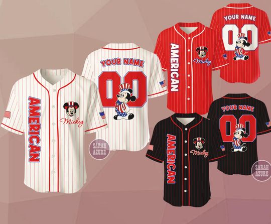 Discover Custom 4th of July Mickey Baseball Jersey, Personalized Independence Day Shirt