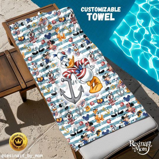 Discover Disney Cruise Beach Towel, Personalized Vacation Keepsake