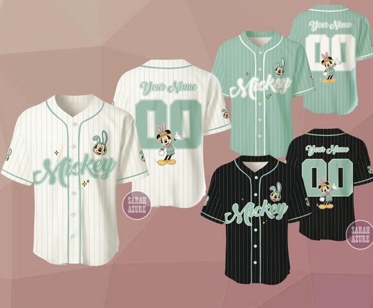 Discover Custom Mickey Mouse Easter Baseball Jersey, Personalized Shirt, Kid Adult