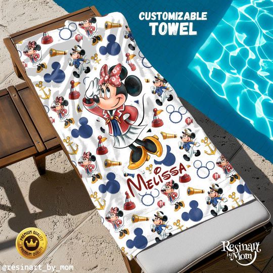 Discover Disney Cruise Beach Towel, Personalized Vacation Keepsake