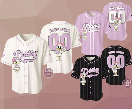 Custom Daisy Duck Baseball Jersey, Disneyland Birthday Shirt, Kid Youth Adult Apparel