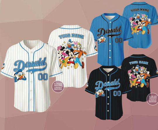 Discover Custom Donald Duck & Friends Baseball Jersey, Disneyland Kid Youth Adult Baseball Jersey, Disney Birthday Shirt
