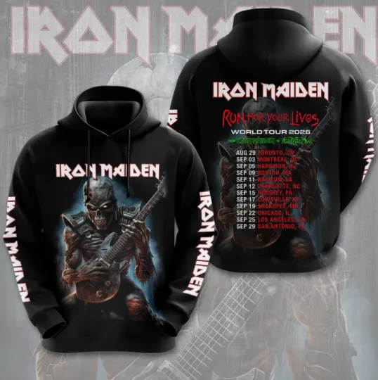 Iron Maiden Run For Your Lives World Tour 2026 3D Printed Hoodie