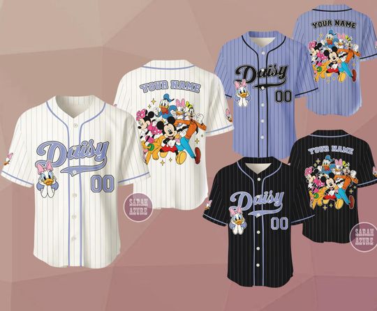 Custom Daisy Duck Baseball Jersey, Disneyland Kid Youth Adult Baseball Jersey, Disney Birthday Shirt