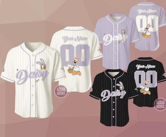 Custom Daisy Duck Easter Baseball Jersey, Personalized Shirt, Kid Adult