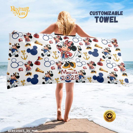 Discover Personalized Disney Cruise Beach Towel, Nautical Kids Hooded Towel