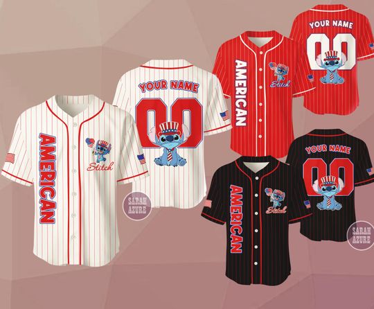 Discover Custom 4th Of July Stitch Baseball Jersey, Disney Fourth Of July Jersey Shirt, Independence Day Gift