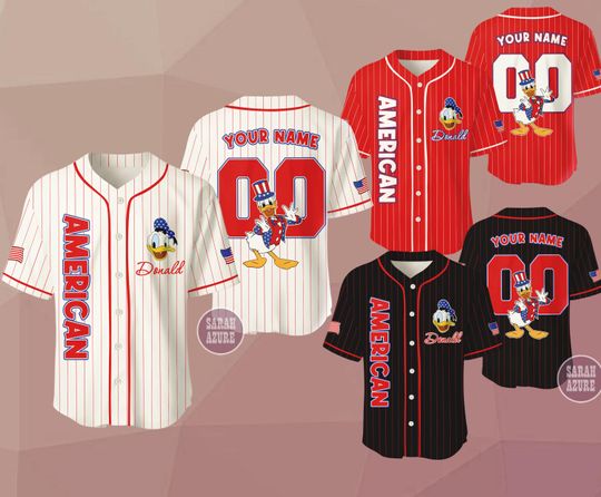 Discover Custom 4th Of July Donald Baseball Jersey, Disney Fourth Of July Jersey Shirt, Independence Day Gift
