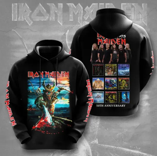 Iron Maiden 50th Anniversary 3D Hoodie Halloween Costume Music Band Hoodie
