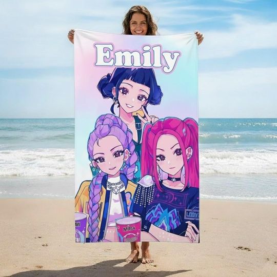 Discover Personalized Huntrix Demon Girl Towel, Anime Style Art Print, Kpop Summer Gift For Her, Pool Towel