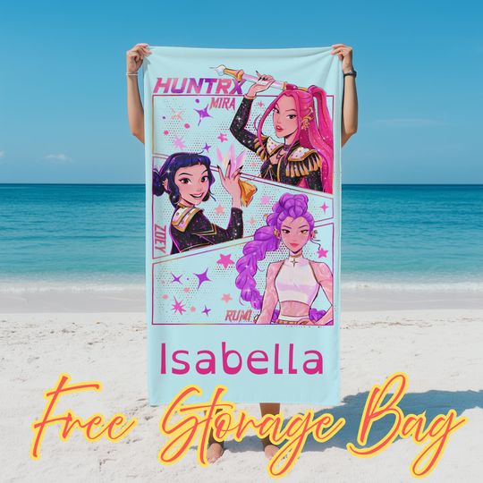 Discover Custom Kpop Beach Towel,Personalized Kids Name Pool Towel,Kpop Fan Gift for Girls,Anime Girl Power Art,Kpop Demon Towel,Cousin Crew Vacation