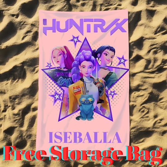 Discover Custom Kpop Demon Girls Beach Towel,Personalized Anime Pool Towel with Name,Cute Anime Art for Kid,Kpop Super Fun Gift,Cute Huntrix Inspired