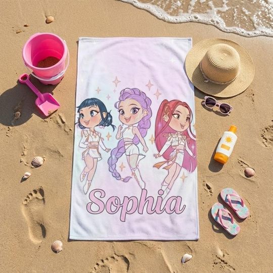 Discover Personalized Huntrix Demon Style Towel, Anime Girl Artwork, Kpop Aesthetic Gift, Beach Pool Towel