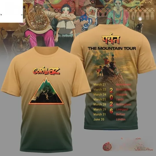 Discover Gorillaz The Mountain Tour 2026 Graphic 3D T-Shirt