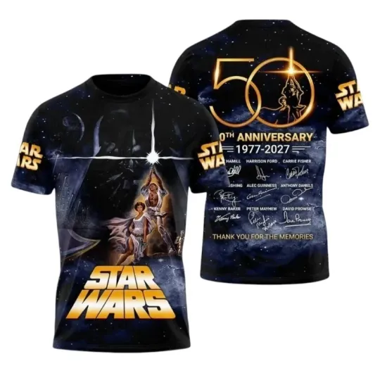 Discover Retro Space Saga 50th Anniversary 1977-2027 3D All Over Print T-Shirt