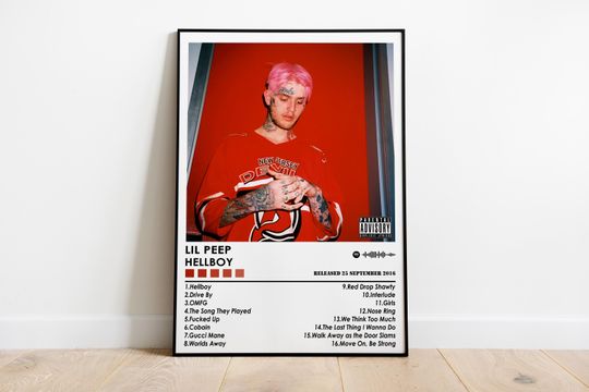 Lil Peep Poster Print | Hellboy Album Poster | Music Poster | Album Cover Poster | Wall Decor | Music Gift | Room Decor