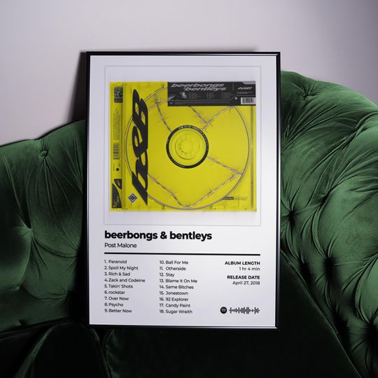 Discover Post Malone Poster: 'Beerbongs & Bentleys' Album CoverPoster