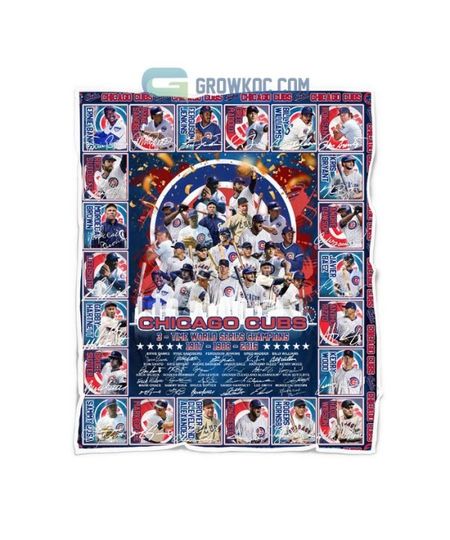 Chicago Cubs 3 – Time World Series Champions Legends Fleece Blanket