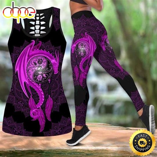 Discover Dreamcatcher Dragon Flowers Mandala Patter Women Tank Top & Leggings