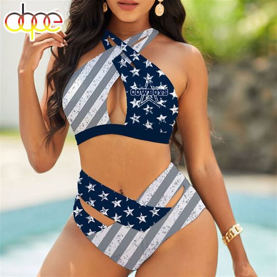 Dallas Cowboys Crisscross Swimsuit, Beach Swimsuit, Gift For Fan, Women