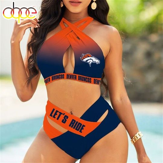 Denver Broncos Crisscross Swimsuit, Beach Swimsuit, Gift For Fan, Women