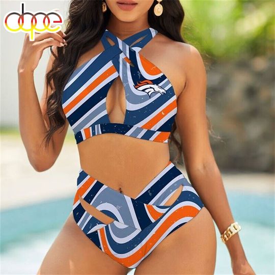 Discover Denver Broncos Crisscross Swimsuit, Beach Swimsuit, Gift For Fan, Women