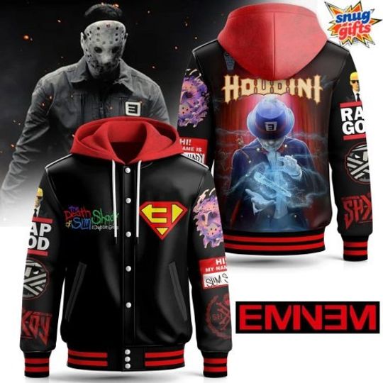 Discover Eminem Houdini Rap God Hooded Varsity Jacket