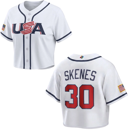 Discover Paul Skenes #30 USA Baseball 2026 World Baseball Classic Crop Top TShirt