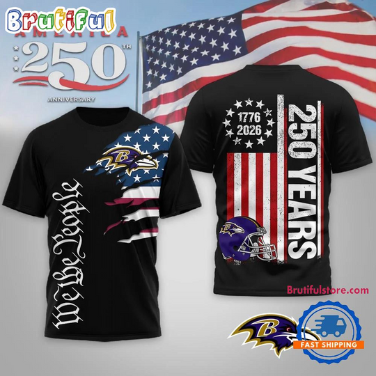 Baltimore Ravens football We The People USA 250th Anniversary Black T Shirt