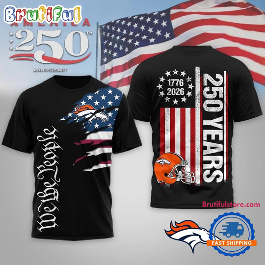 Denver Broncos football We The People USA 250th Anniversary Black T Shirt