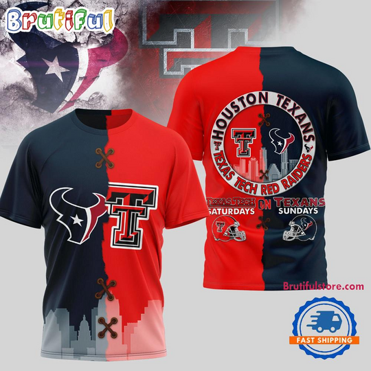 Discover Houston Texans football x Texas Tech Red Raiders NCAA Limited Edition 3D Shirt
