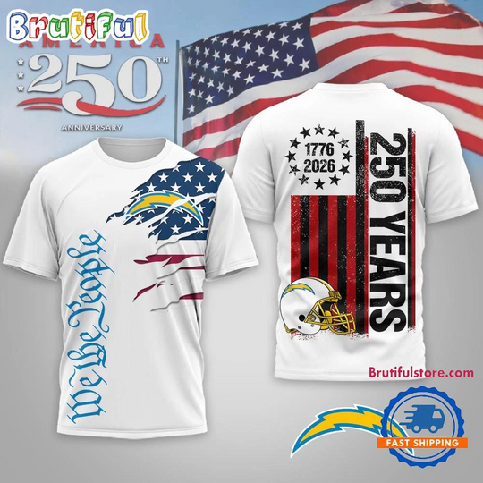 Los Angeles Chargers football We The People USA 250th Anniversary White T Shirt
