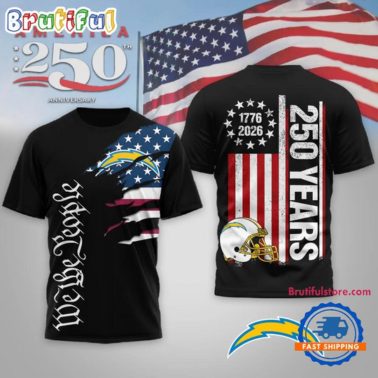 Discover Los Angeles Chargers football We The People USA 250th Anniversary Black T Shirt