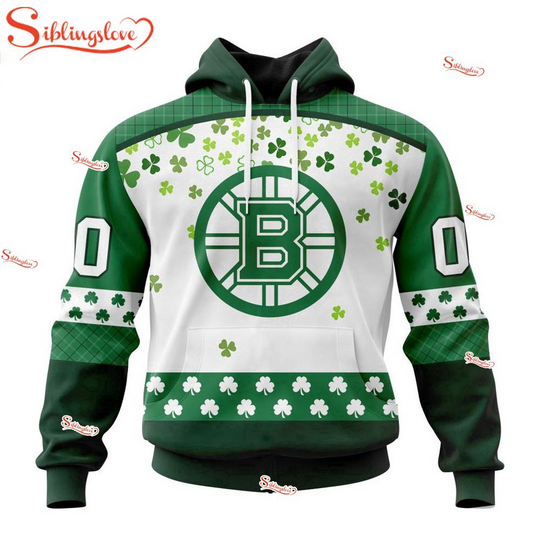 Custom Name And Number Boston Bruins Happy St. Patrick’s Day 3D Hoodie