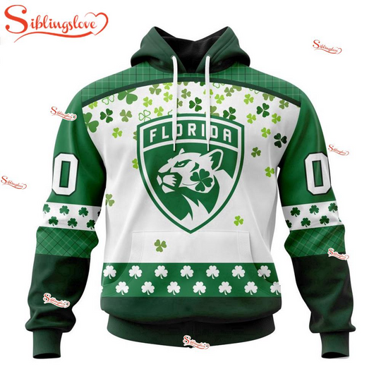 Custom Name And Number Florida Panthers Happy St. Patrick’s Day 3D Hoodie