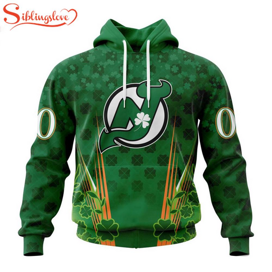 Custom Name And Number New Jersey Devils Green Patrick 3D Hoodie