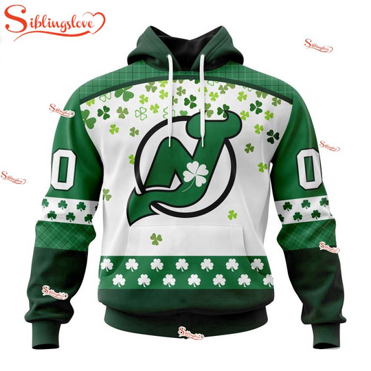 Custom Name And Number New Jersey Devils Happy St. Patrick’s Day 3D Hoodie