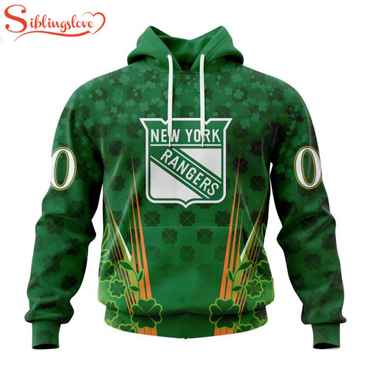 Custom Name And Number New York Rangers Green Patrick 3D Hoodie