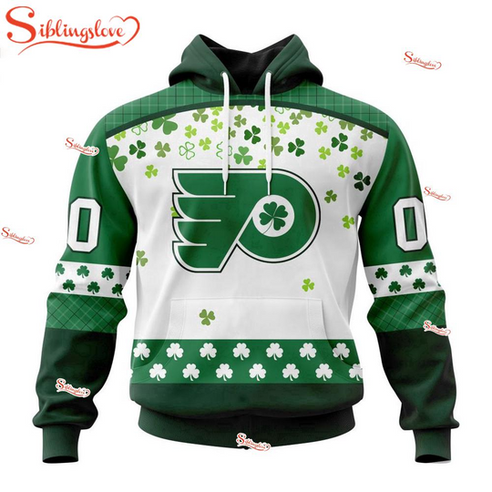 Discover Custom Name And Number Philadelphia Flyers Happy St. Patrick’s Day 3D Hoodie