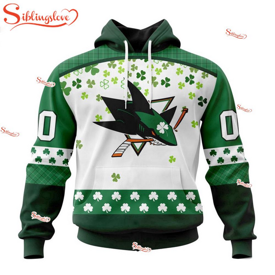 Custom Name And Number San Jose Sharks Happy St. Patrick’s Day 3D Hoodie