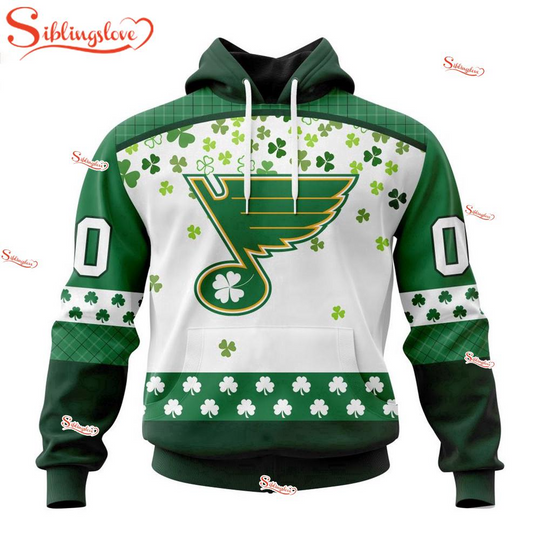 Custom Name And Number St. Louis Blues Happy St. Patrick’s Day 3D Hoodie