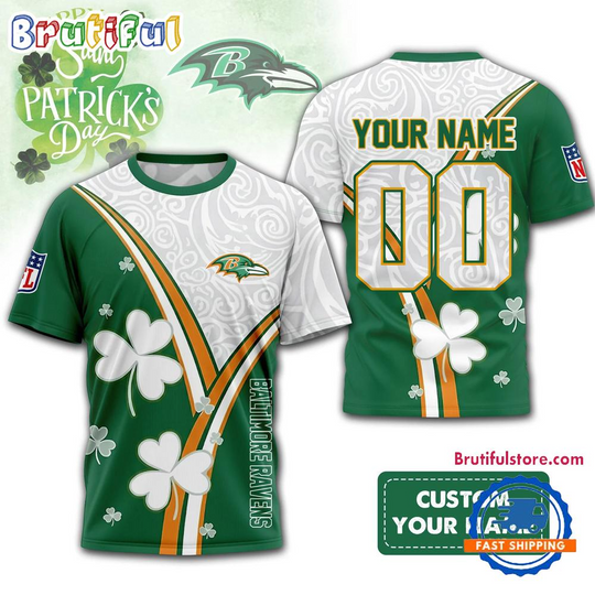 Baltimore Ravens 2026 football Personalized Happy St. Patrick’s Day 3D Shirt