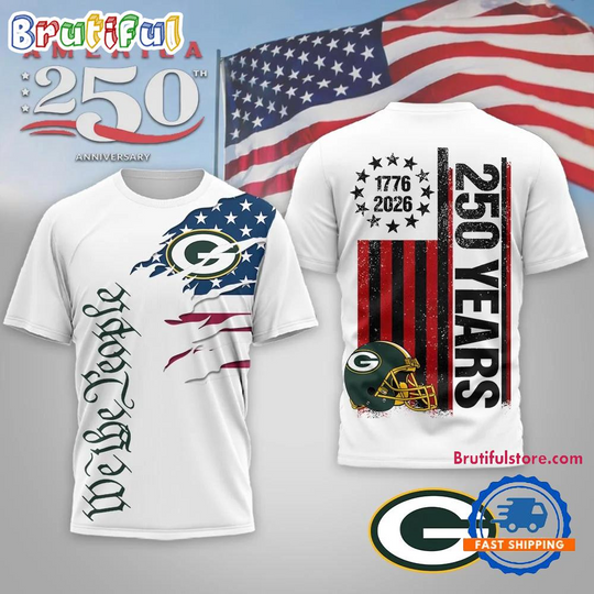 Green Bay Packers football We The People USA 250th Anniversary White T Shirt