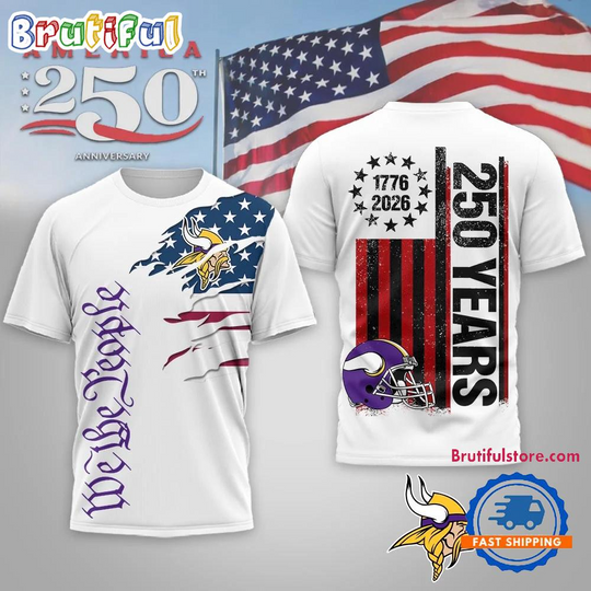 Minnesota Vikings football We The People USA 250th Anniversary White T Shirt