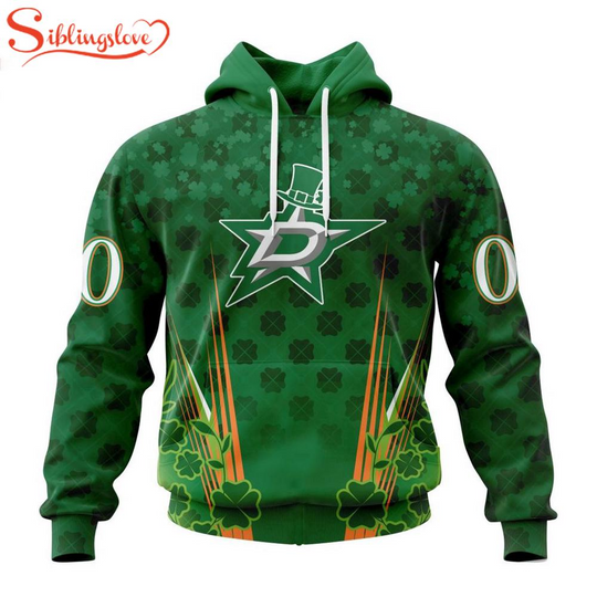 Custom Name And Number Dallas Stars Green Patrick 3D Hoodie