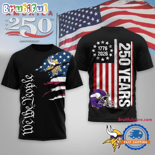 Discover Minnesota Vikings football We The People USA 250th Anniversary Black T Shirt