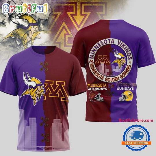 Discover Minnesota Vikings football x Minnesota Golden Gophers NCAA Limited Edition 3D Shirt