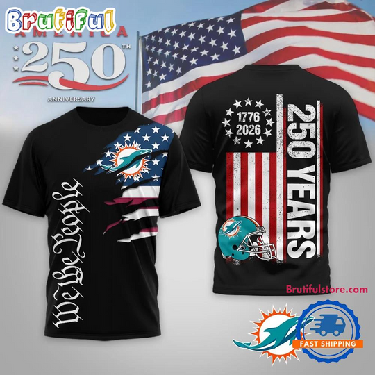 Miami Dolphins football We The People USA 250th Anniversary Black T Shirt