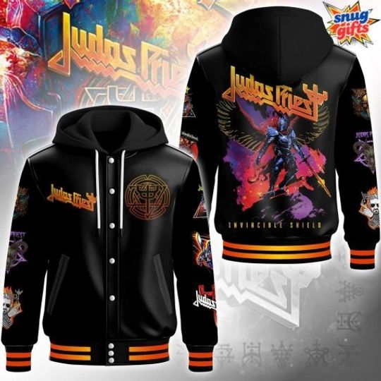 Judas Priest Invincible Shield Tour Hooded Varsity Jacket